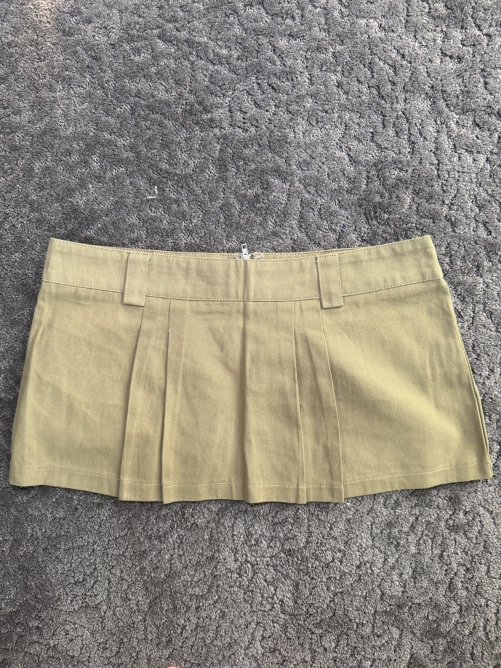 Princess Polly Olive Green 100% Cotton Pleated Mini Skirt size 8